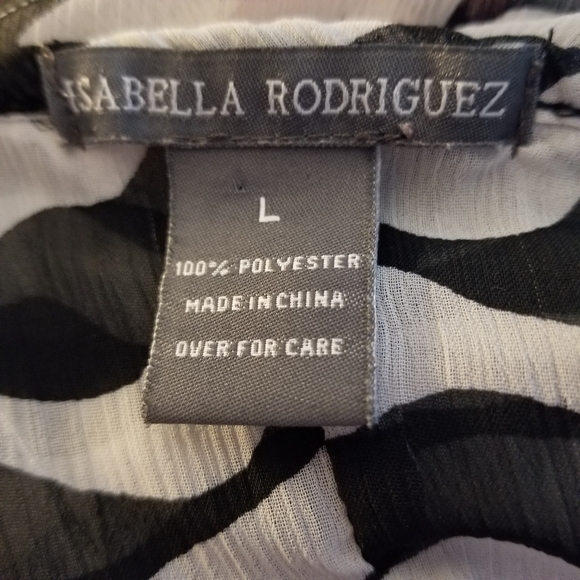 Isabella Rodriguez Batwing Zebra Top L Black White - Picture 6 of 7